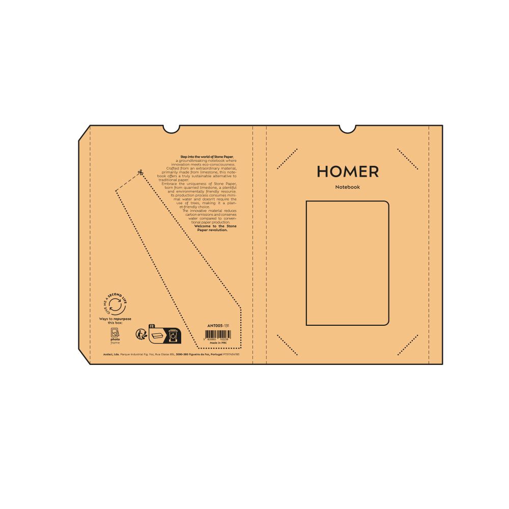 Picture of Homer A5 Notebook Stone cover and 196 stone pages. Waterproof