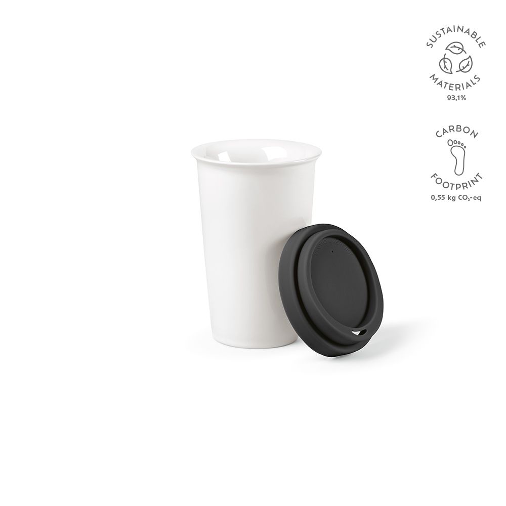 Picture of Tagus Travel Cup Ceramic 330ml. Double wall with coloured lid